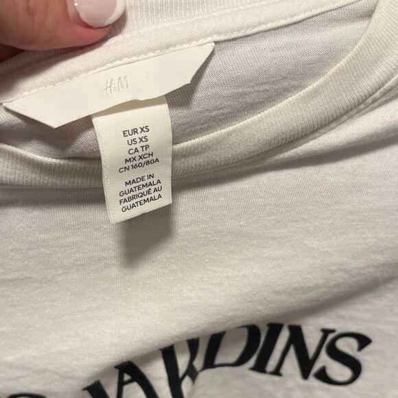 H & M size XS NWOT Les Jardins graphic White Women's Tee shirt - Picture 2 of 3